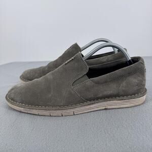 Clarks Forge Free Mens Olive Green Suede Slip On Loafers 9.5M Casual Shoes